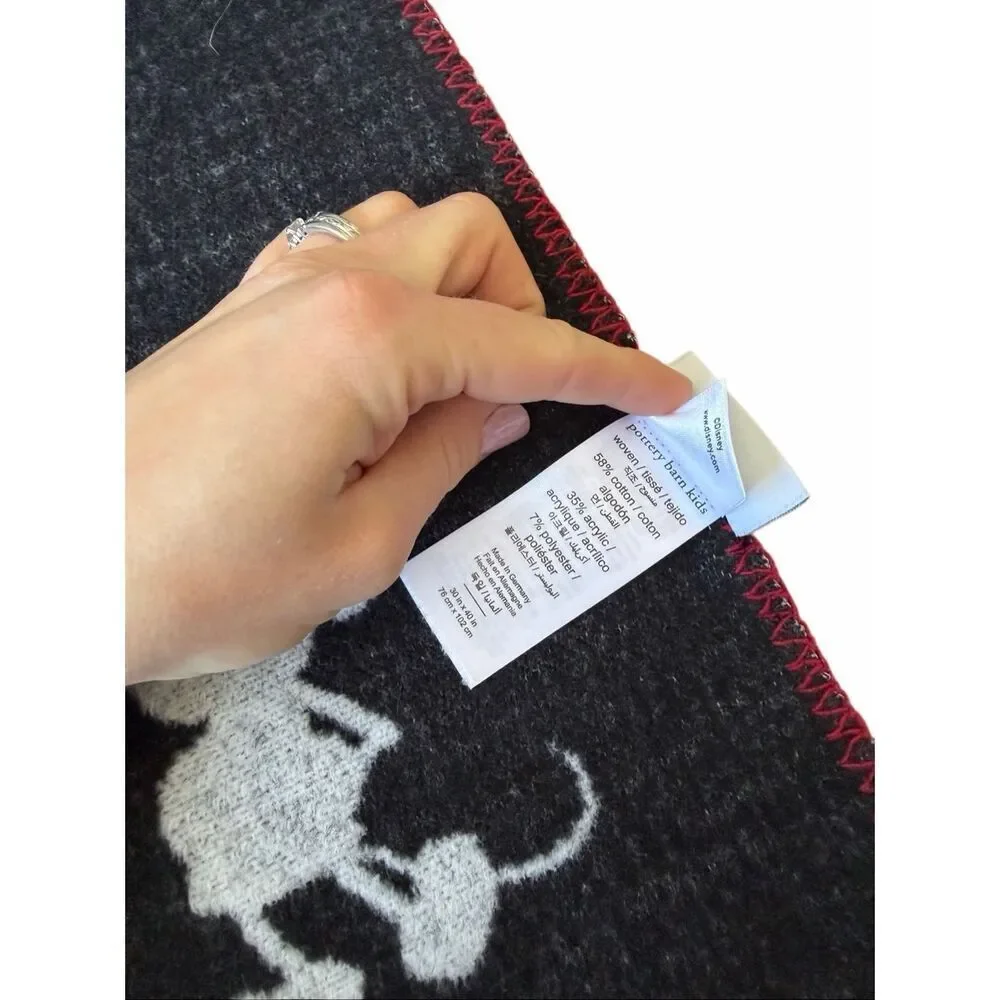 Pottery Barn Disney Mickey Mouse Baby Blanket‎ Reversible Gray Black 30 x 40